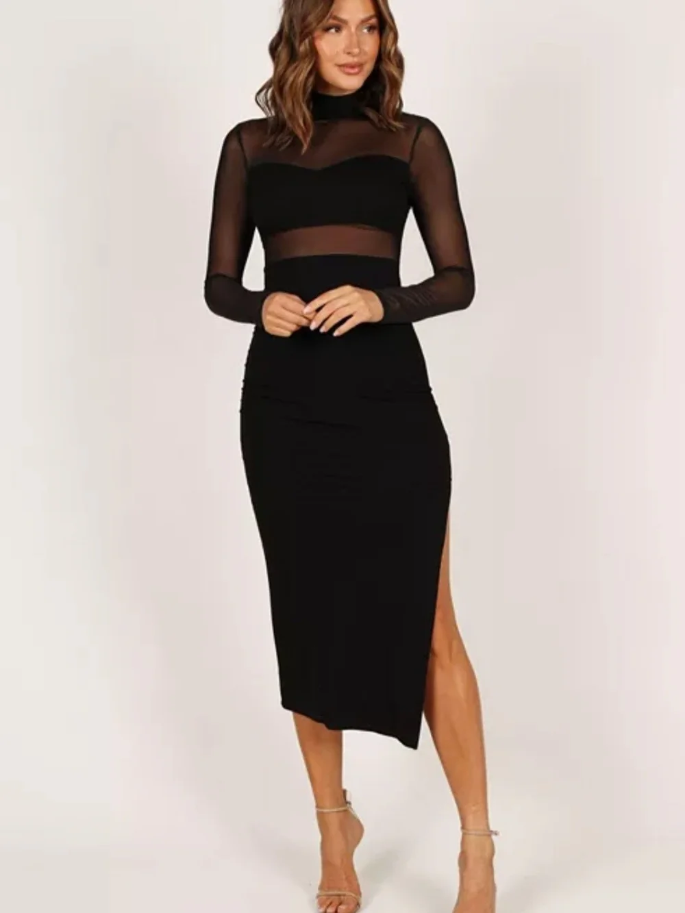 Petal & Pup Black Farrow Long Sleeve Midi Dress